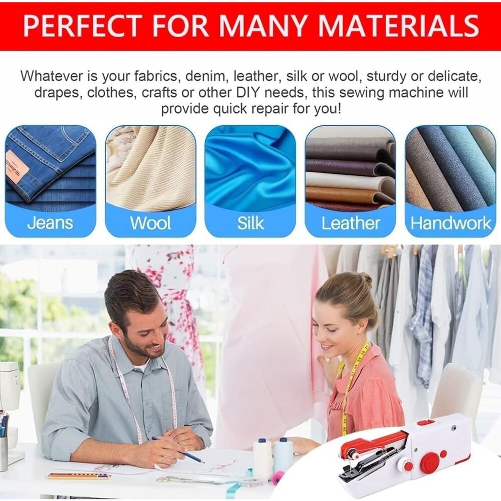 NEW Handheld Sewing Machine Kit - Portable Mini Cordless Stitcher + Tools - Picture 3 of 6